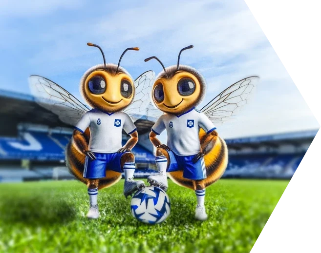 Deux abeilles au stade abbé Deschamps en tenue de foot bleu et Blanche - AJA